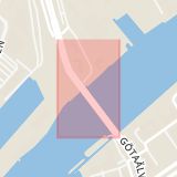 Karta som med röd fyrkant ramar in Göta, Älvbron, Göteborg, Västra Götalands län