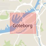 Karta som med röd fyrkant ramar in Göteborg, Norumshöjd, Tuve, Vidkärrsallén, Torpa, Götatunneln, Västra Götalands län