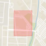 Karta som med röd fyrkant ramar in Gästgivaregatan, Hisingen, Göteborg, Västra Götalands län