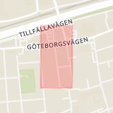 Karta som med röd fyrkant ramar in Parkvägen, Partille, Göteborg, Västra Götalands län