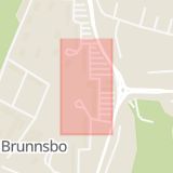 Karta som med röd fyrkant ramar in Brunnsbo, Folkvisegatan, Göteborg, Västra Götalands län