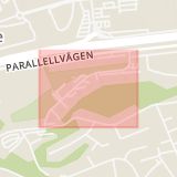 Karta som med röd fyrkant ramar in Göteborg, Oluff Nilssons Väg, Brunnsbo, Karlsborgsvägen, Mellerud, Erikstad, Västra götalands län, Västra Götalands län