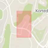 Karta som med röd fyrkant ramar in Minutgatan, Kortedala, Göteborg, Västra Götalands län
