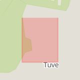 Karta som med röd fyrkant ramar in Tuve, Norumshöjd, Tuve Torg, Göteborg, Västra Götalands län