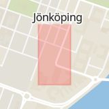 Karta som med röd fyrkant ramar in Jönköping, Hagagatan, Gnosjö, Högalidsgatan, Värnamo, Jönköpings län