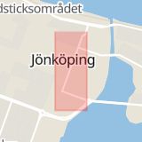 Karta som med röd fyrkant ramar in Jönköping, Kyrkogatan, Jönköpings län