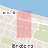 Karta som med röd fyrkant ramar in Storgatan, Mullsjö, Ljunga, Jönköping, Månseryd, Jönköpings län