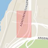 Karta som med röd fyrkant ramar in Agnesberg, Agnesbergsmotet, Göteborg, Västra Götalands län