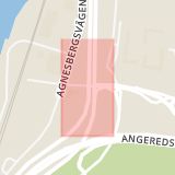 Karta som med röd fyrkant ramar in Agnesberg, Göteborg, Västra Götalands län
