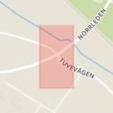 Karta som med röd fyrkant ramar in Hisingsleden, Tuvevägen, Göteborg, Västra Götalands län