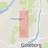 Karta som med röd fyrkant ramar in Tuvevägen, Hisingen, Göteborg, Västra Götalands län