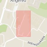 Karta som med röd fyrkant ramar in Grepgatan, Angered, Göteborg, Västra Götalands län