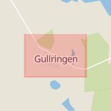 Karta som med röd fyrkant ramar in Gullringen, Vimmerby, Kalmar län