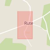 Karta som med röd fyrkant ramar in Rute, Gotlands län