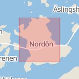 Karta som med röd fyrkant ramar in Nordön, Kungälv, Västra Götalands län