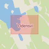 Karta som med röd fyrkant ramar in Gamleby, Odensvi, Västervik, Kalmar län