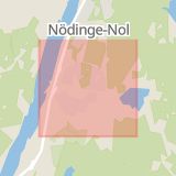 Karta som med röd fyrkant ramar in Nödinge, Ale, Västra Götalands län