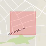 Karta som med röd fyrkant ramar in Hermansvägen, Habo, Jönköpings län