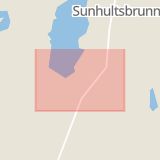 Karta som med röd fyrkant ramar in Sunhultsbrunn, Aneby, Jönköpings län