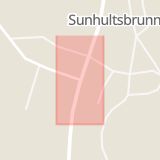Karta som med röd fyrkant ramar in Sunhultsbrunn, Aneby, Jönköpings län