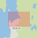 Karta som med röd fyrkant ramar in Blåvik, Boxholm, Östergötlands län