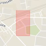 Karta som med röd fyrkant ramar in Västra Parkgatan, Herrljunga, Västra Götalands län