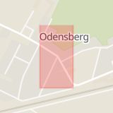 Karta som med röd fyrkant ramar in Odensberg, Falköping, Västra Götalands län