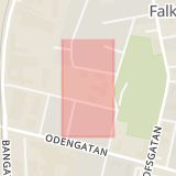 Karta som med röd fyrkant ramar in Kyrkerör, Falegatan, Botvidsgatan, Falköping, Västra Götalands län