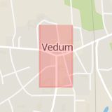 Karta som med röd fyrkant ramar in Vedum, Vara, Västra Götalands län