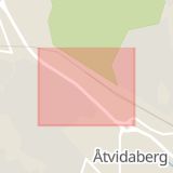 Karta som med röd fyrkant ramar in Östergötland, Enebymo, Norrköping, Bruksgatan, Boxholm, Prästängsvägen, Åtvidaberg, Fabriksvägen, Ödeshög, Östergötlands län