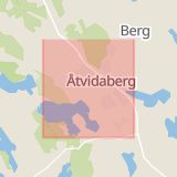 Karta som med röd fyrkant ramar in Åtvidaberg, Östergötlands län