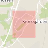 Karta som med röd fyrkant ramar in Kronogården, Slåttervägen, Trollhättan, Västra Götalands län