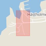 Karta som med röd fyrkant ramar in Hästholmen, Ödeshög, Östergötlands län