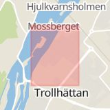 Karta som med röd fyrkant ramar in Storgatan, Trollhättan, Västra Götalands län