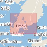 Karta som med röd fyrkant ramar in Kvarndammen, Lysekil, Västra Götalands län