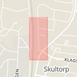 Karta som med röd fyrkant ramar in Banvägen, Skultorp, Skövde, Västra Götalands län