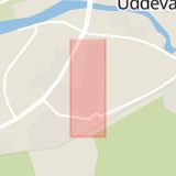 Karta som med röd fyrkant ramar in Packhusgatan, Uddevalla, Västra Götalands län