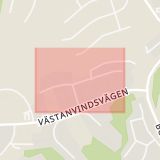 Karta som med röd fyrkant ramar in Östanvindsvägen, Uddevalla, Västra Götalands län