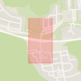 Karta som med röd fyrkant ramar in Haningeleden, Strågatan, Linköping, Östergötlands län