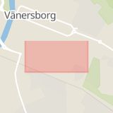 Karta som med röd fyrkant ramar in Södergatan, Vänersborg, Västra Götalands län