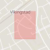 Karta som med röd fyrkant ramar in Vikingagatan, Vikingstad, Linköpings Kommun, Linköping, Östergötlands län