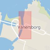 Karta som med röd fyrkant ramar in Hamngatan, Vänersborg, Västra Götalands län