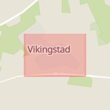 Karta som med röd fyrkant ramar in Vikingstad, Sjöfartsverket, Linköping, Östergötlands län