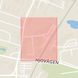 Karta som med röd fyrkant ramar in Högskolevägen, Skövde, Västra Götalands län