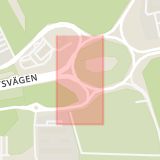 Karta som med röd fyrkant ramar in Vallarondellen, Malmslättsvägen, Linköping, Östergötlands län