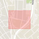 Karta som med röd fyrkant ramar in Östergötland, Gelbgjutaregatan, Linköping, Östergötlands län