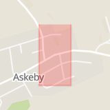 Karta som med röd fyrkant ramar in Askeby, Linköping, Östergötlands län