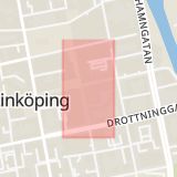 Karta som med röd fyrkant ramar in Östergötland, Nygatan, Norrköping, Linköping, Östergötlands län