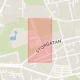 Karta som med röd fyrkant ramar in Östergötland, Persgatan, Norrköping, Ljuragatan, Åtvidabergsvägen, Linköping, Åbymovägen, Östergötlands län