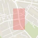 Karta som med röd fyrkant ramar in Västanågatan, Västra Vägen, Linköping, Östergötlands län